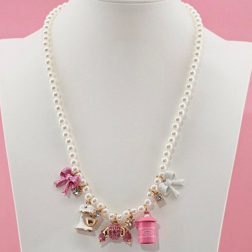 Betsey Johnson Baby Cakes Faux Pearl Baking Charms Necklace! NWT! Beautiful!